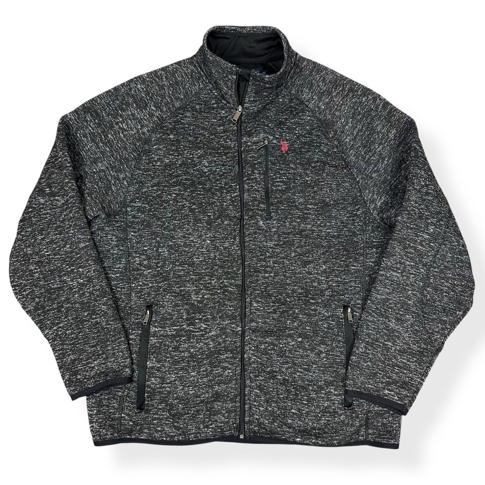 U.S. Polo‎ Assn. Gray Full Zip Sweater Fleece Jacket Men's Size XL Logo